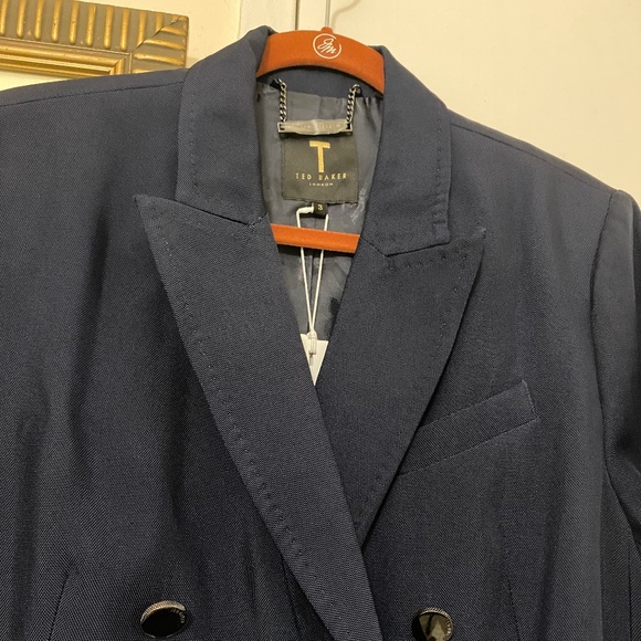 NWTTed Baker Oversized Blue Arval Relaxed Peaked Lapel Db Blazer - Size 8 - Picture 8 of 16